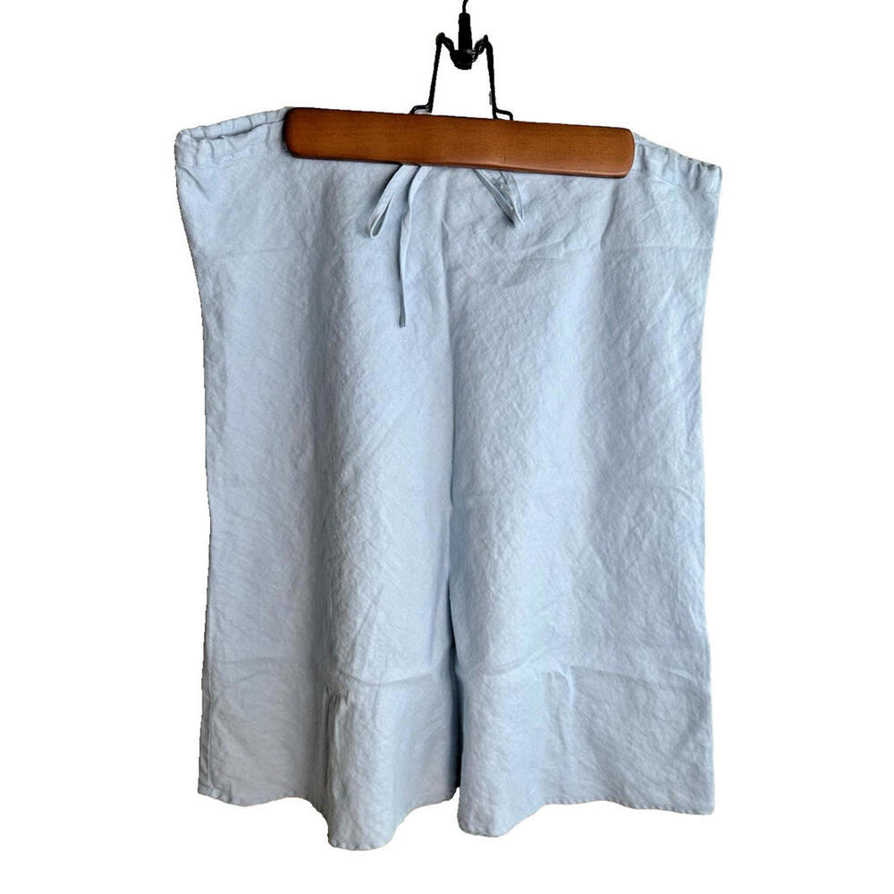 Vintage Forever21 Women's Linen Light Blue Pull-on Maxi Skirt, Large Lightweight